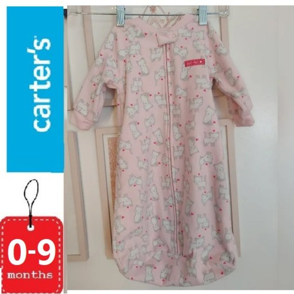 🎁 5/$25- Sleep Sack, 0-9 months,  pink cat print - Picture 1 of 6